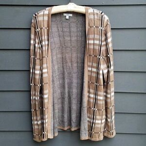 Croft & Barrow Plaid Open Front Cardigan Sweater Size Large